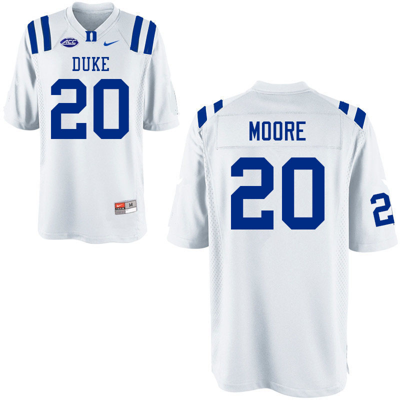 Men #20 Jaquez Moore Duke Blue Devils College Football Jerseys Sale-White - Click Image to Close